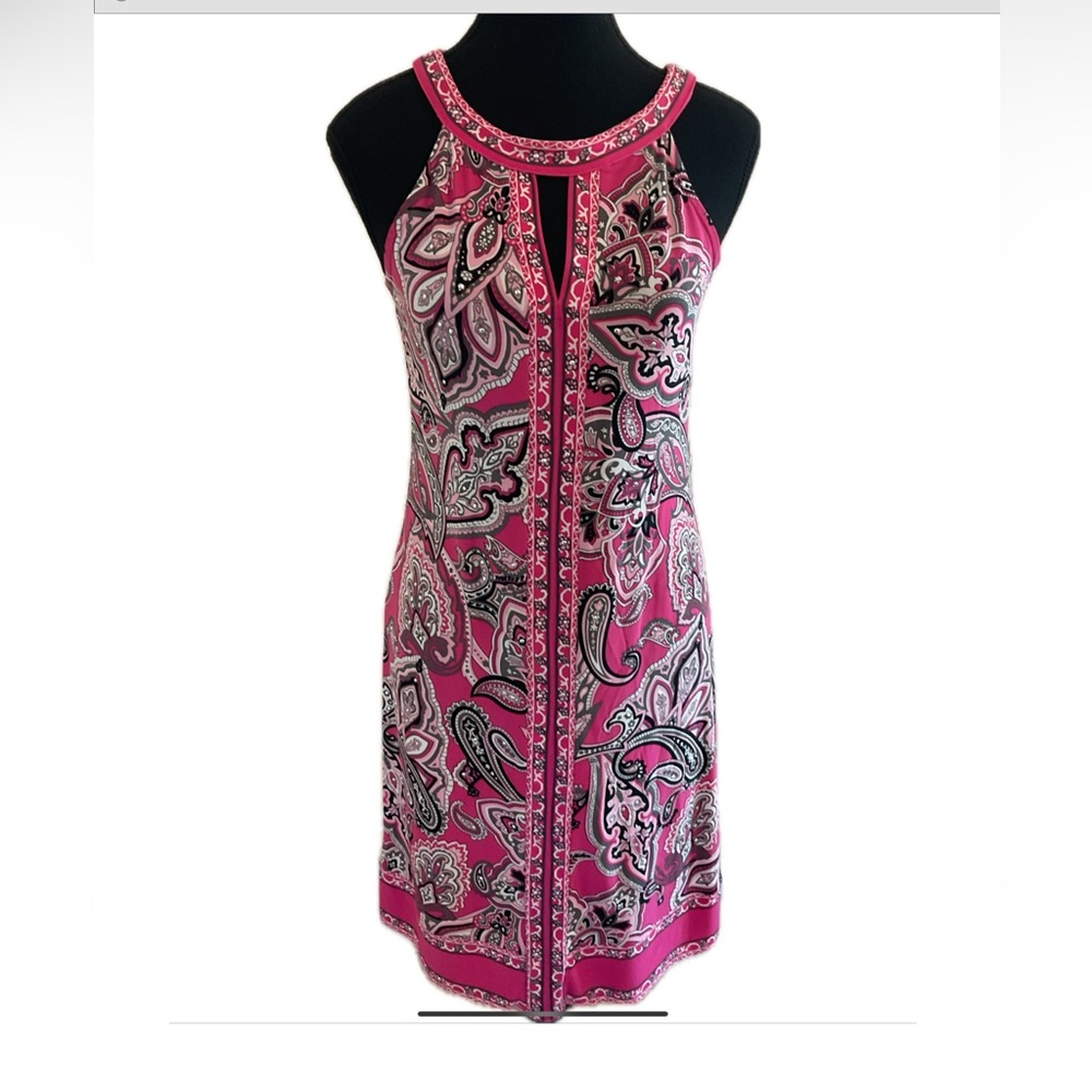 INC Pink Scarf Paisley Women's Dress with Peephole